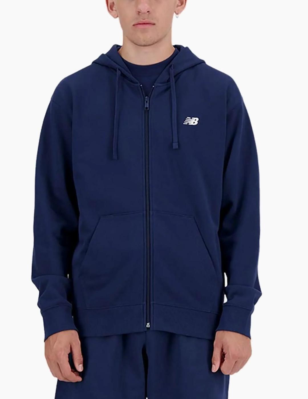 Sudadera New Balance azul capucha con cremallera para hombre