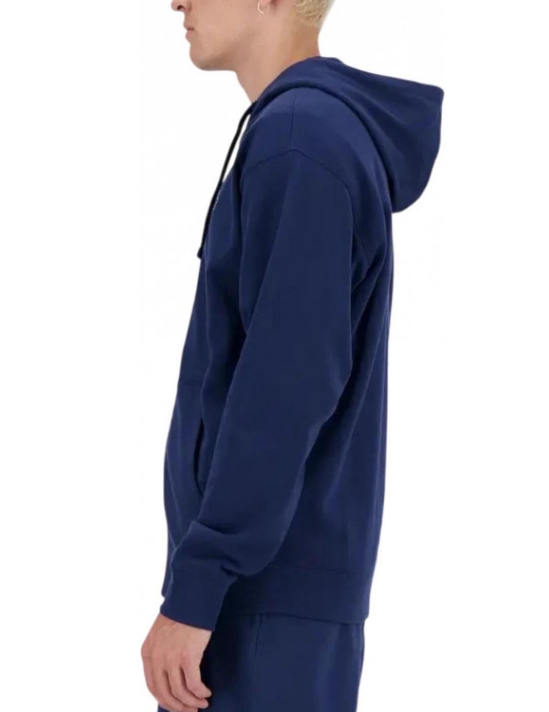 Sudadera New Balance azul capucha con cremallera para hombre