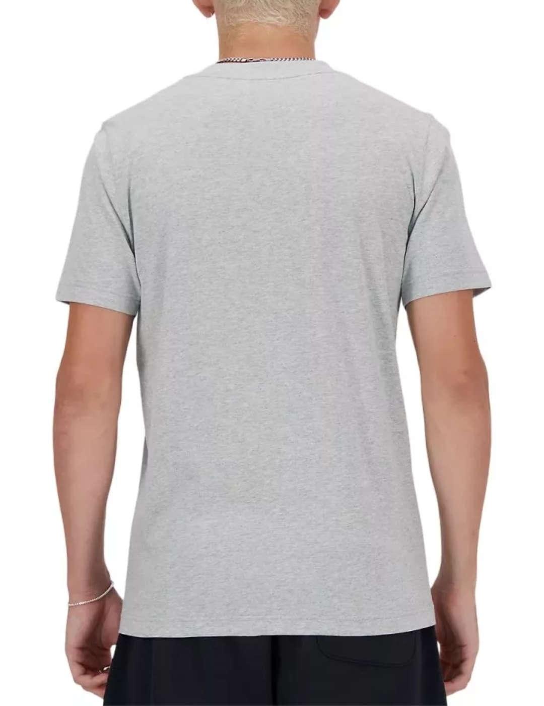 Camiseta New Balance gris logo blanco manga corta de hombre