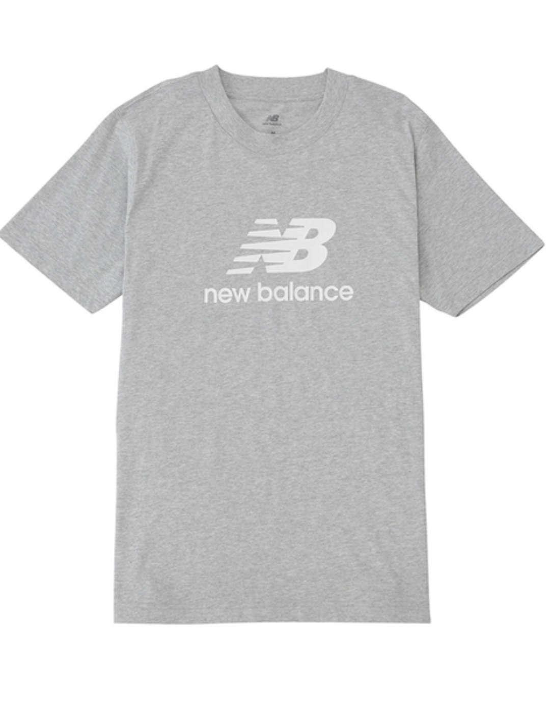 Camiseta New Balance gris logo blanco manga corta de hombre