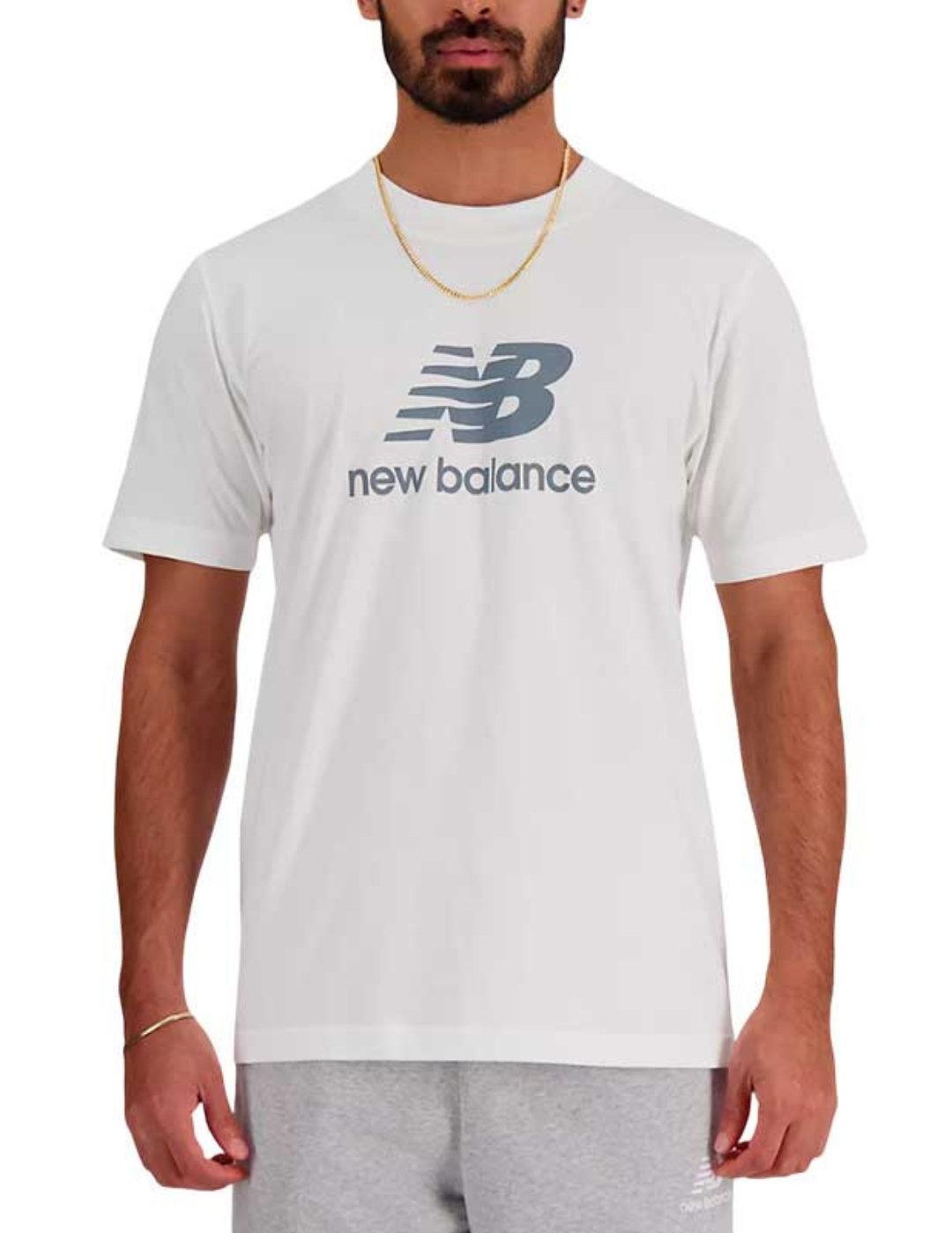 Camiseta New Balance blanca logo gris manga corta de hombre