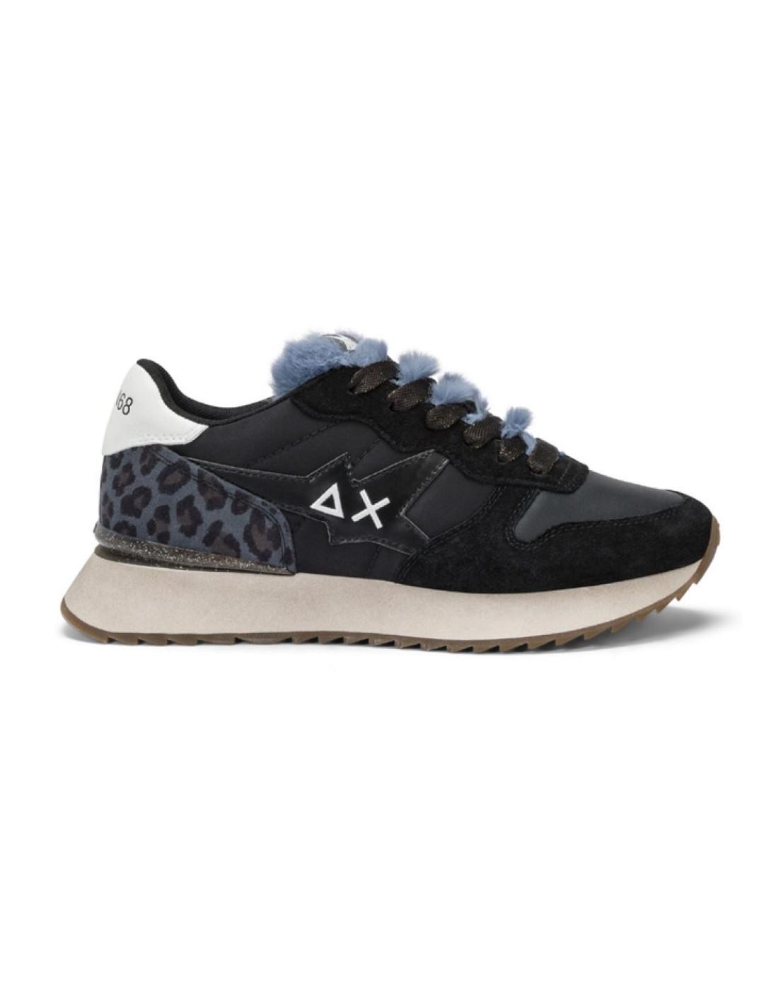 Zapatilla Sun68 Stargirl negra Animal print para mujer