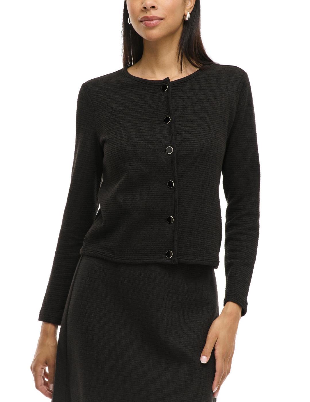 Cárdigan Vila Lidea negro botones cropped para mujer