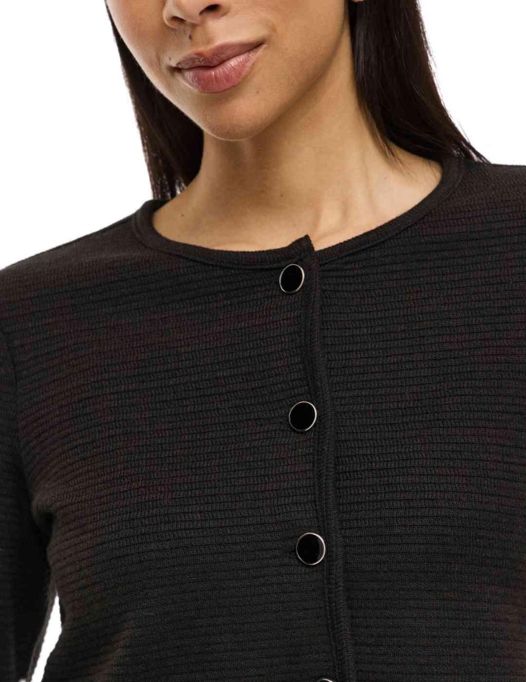 Cárdigan Vila Lidea negro botones cropped para mujer