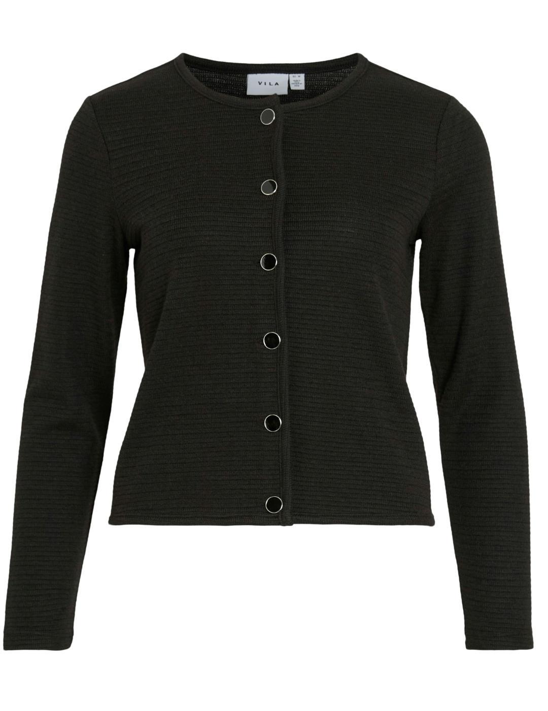 Cárdigan Vila Lidea negro botones cropped para mujer