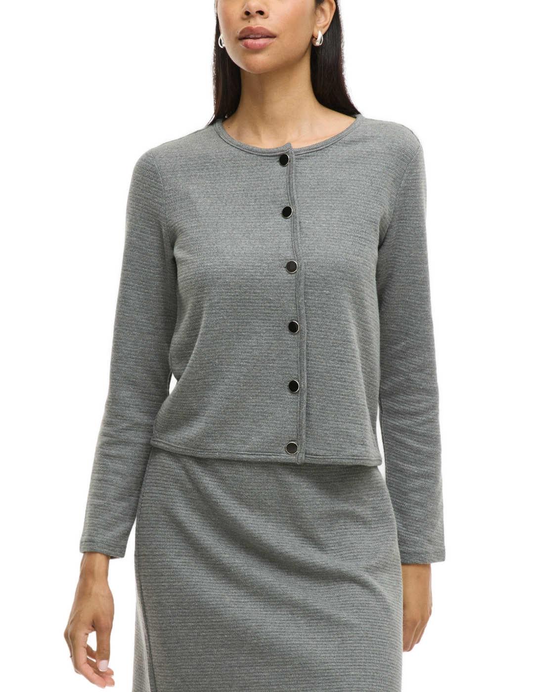 Cárdigan Vila Lidea gris botones cropped para mujer