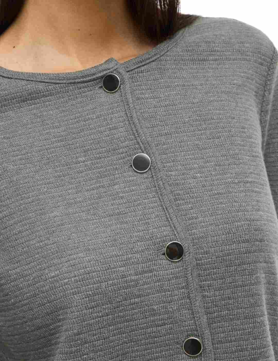 Cárdigan Vila Lidea gris botones cropped para mujer