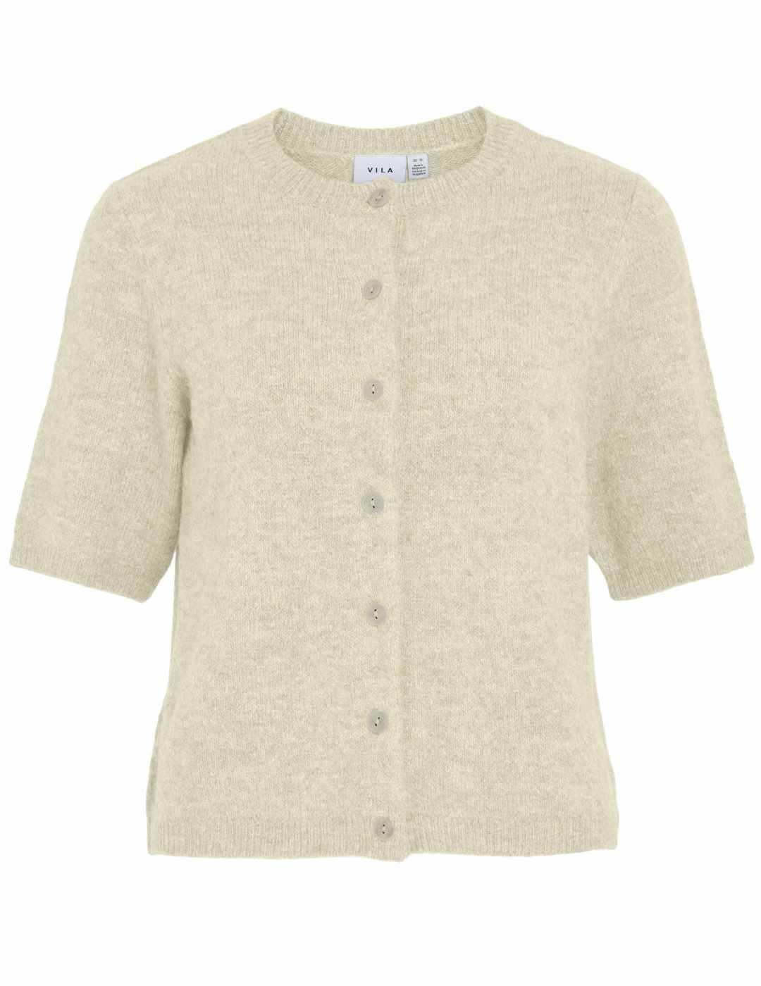 Cárdigan Vila Dainty beige claro manga corta de mujer