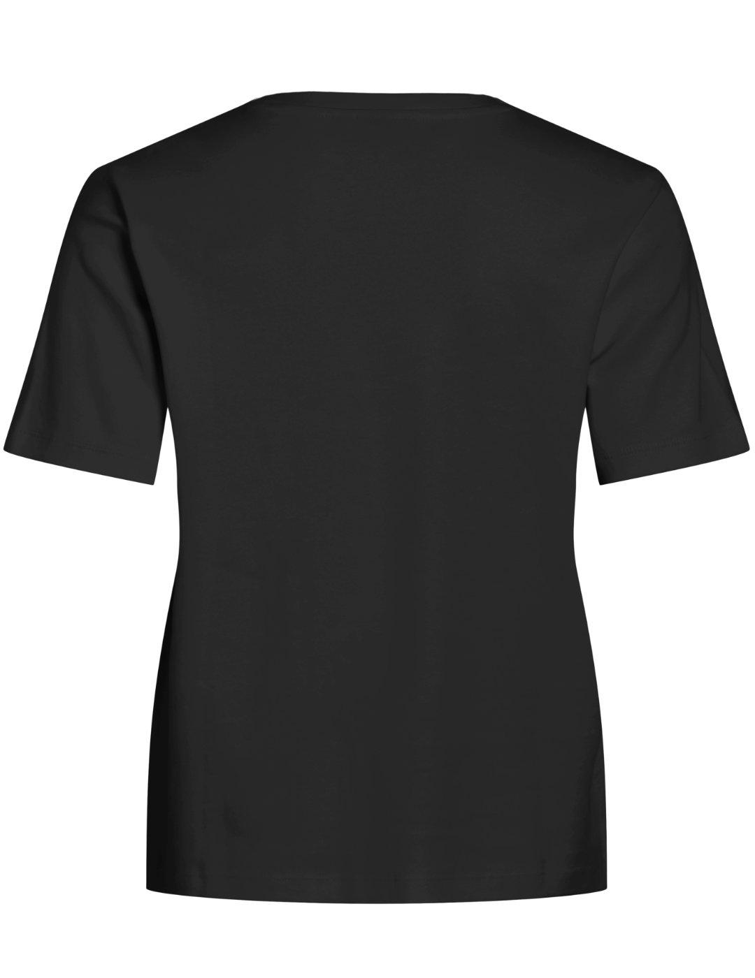 Camiseta Vila Pavia negra calada manga corta de mujer