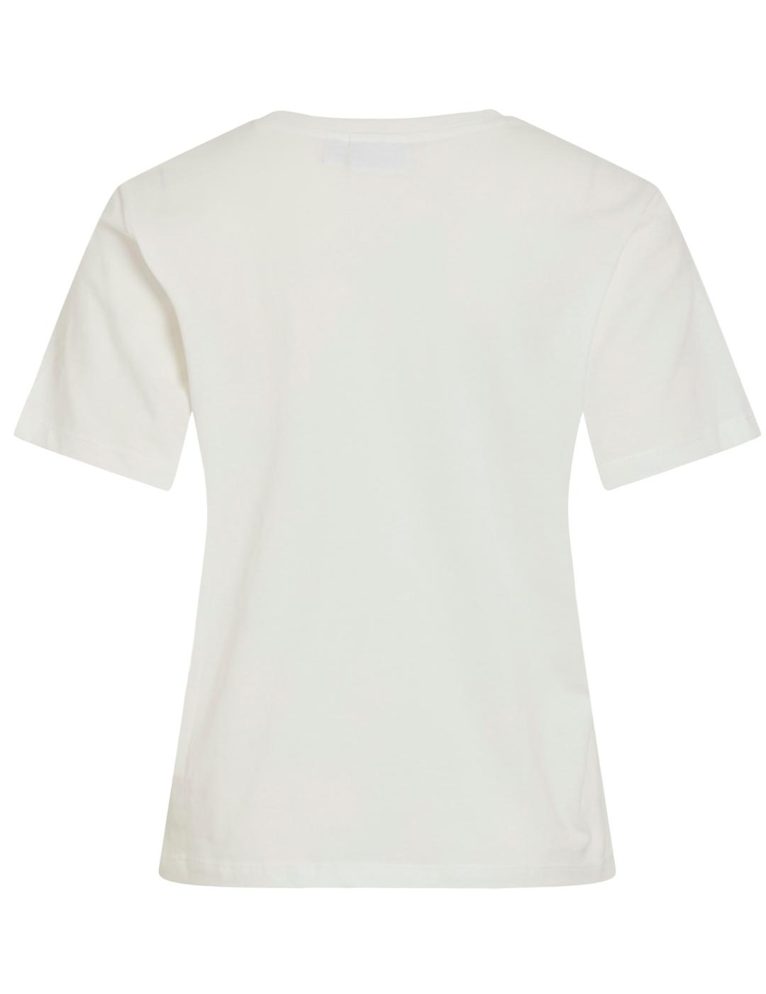 Camiseta Vila Sybil blanca manga corta abstracto para mujer