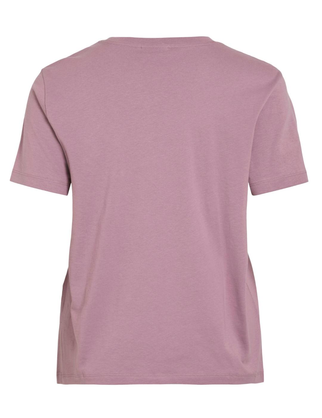 Camiseta Vila Sybil rosa manga corta abstracto para mujer