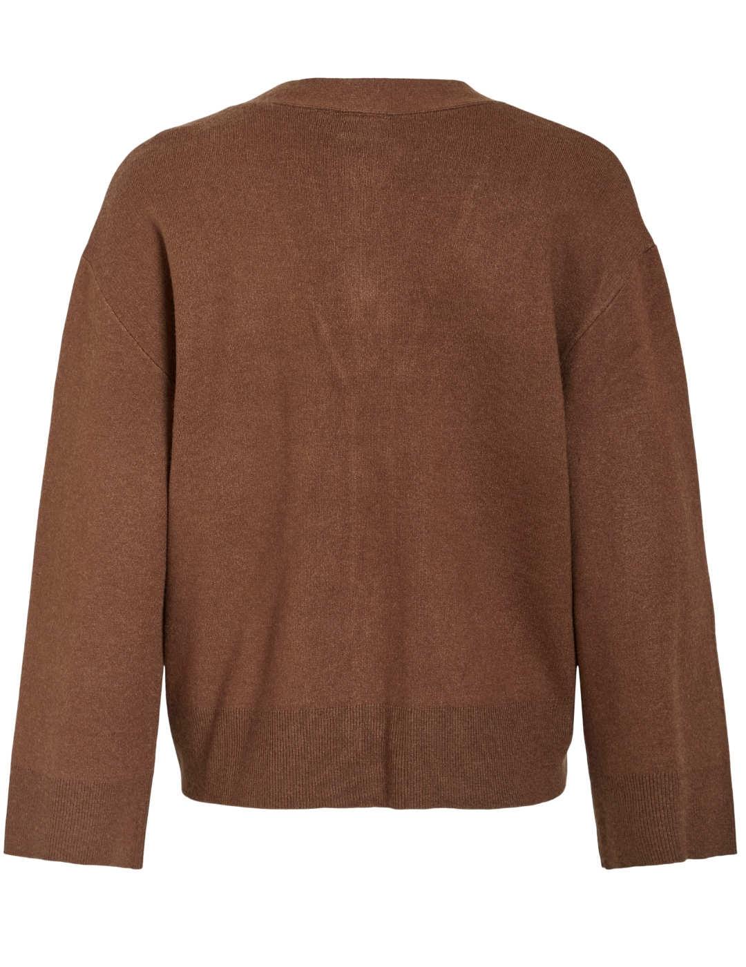 Cárdigan Vila Cassie camel con bolsillos oversized de mujer