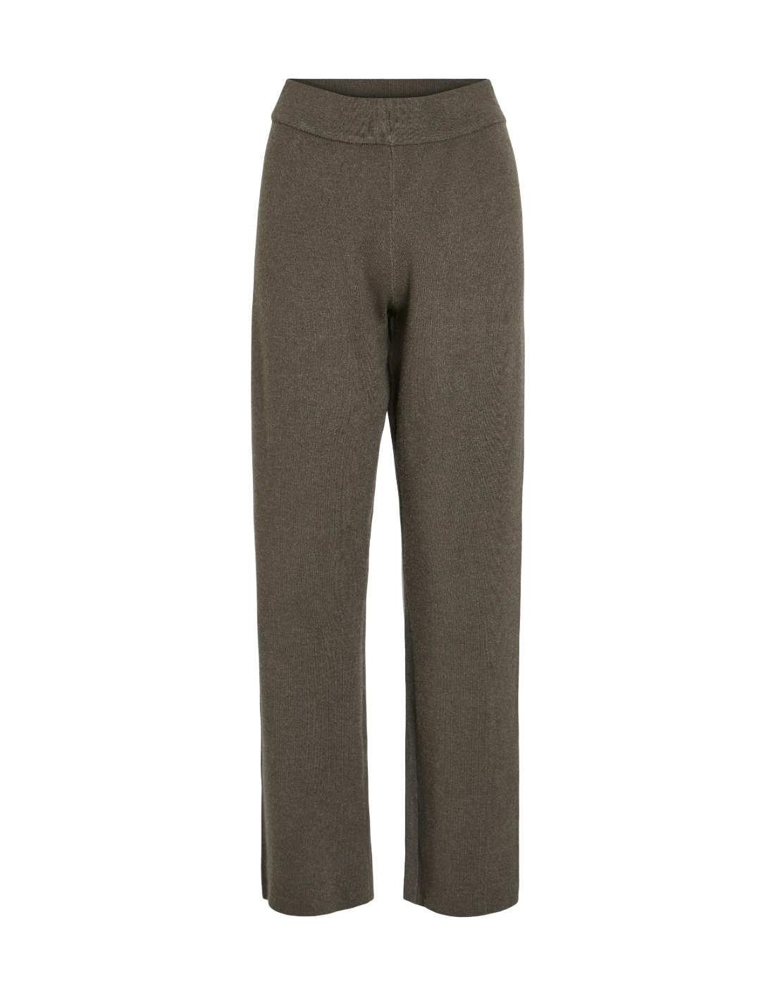 Pantalón Vila Cassie camel punto acampanado para mujer