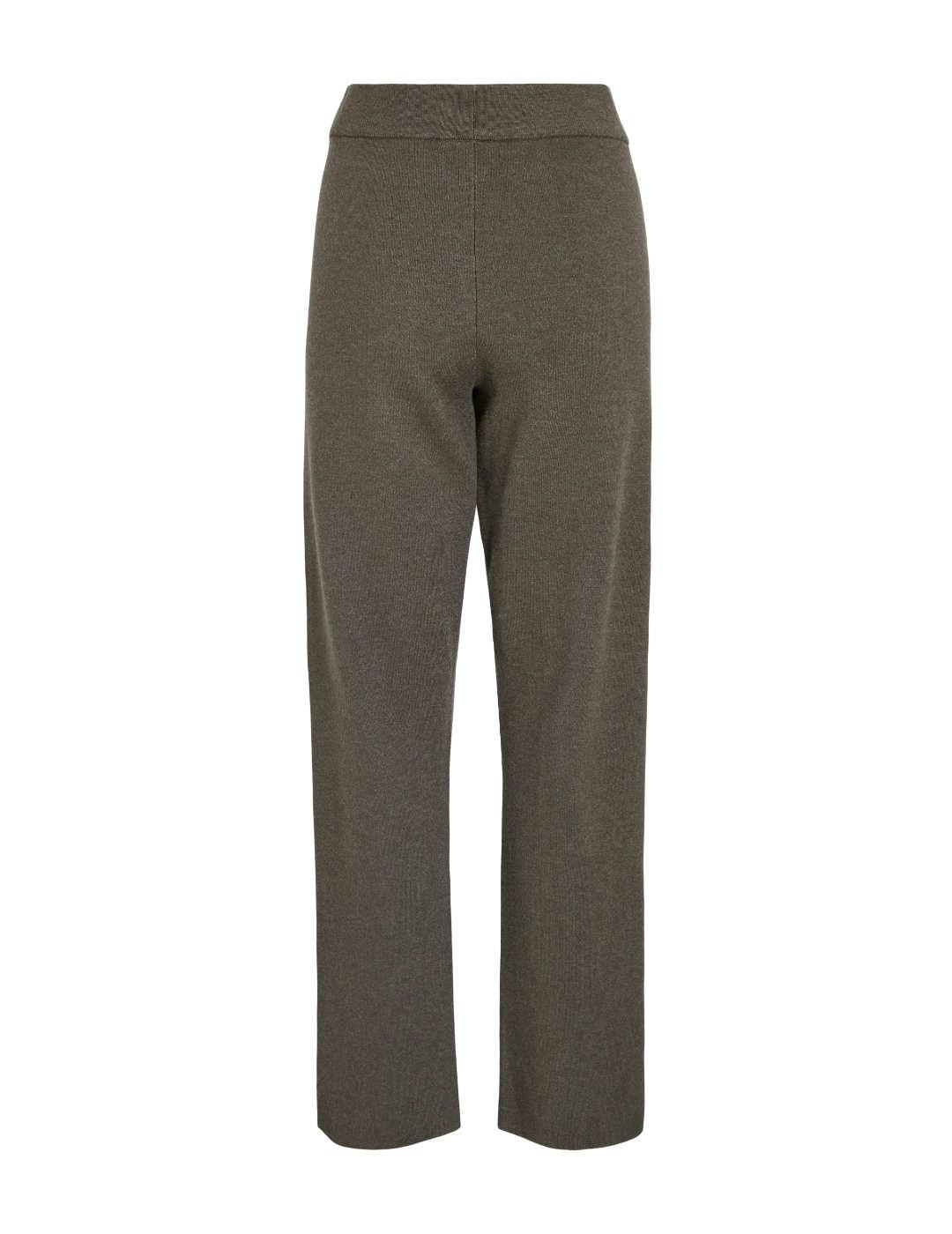 Pantalón Vila Cassie camel punto acampanado para mujer