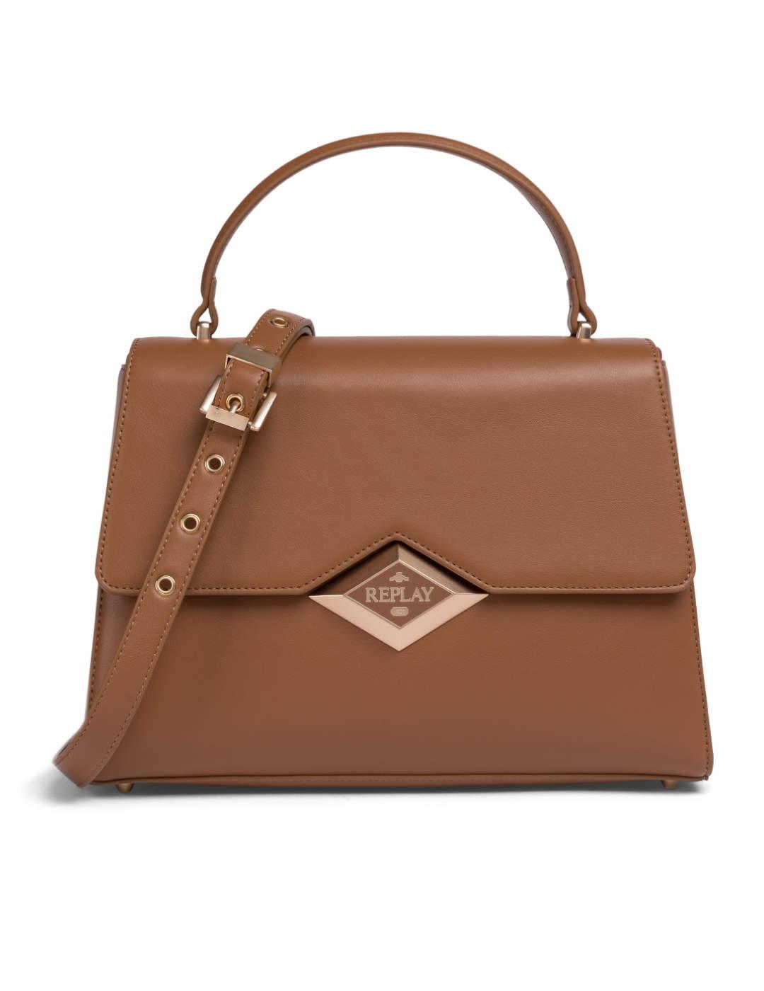 Bolso Replay camel bandolera logo relieve para mujer