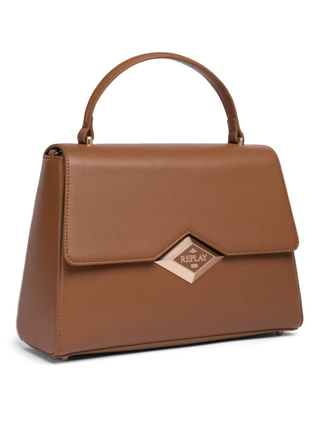 Bolso Replay camel bandolera logo relieve para mujer