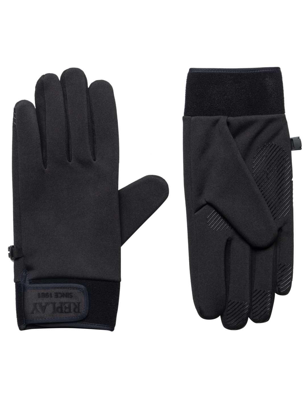 Guantes Replay en neopreno puños ajustables negros de hombre