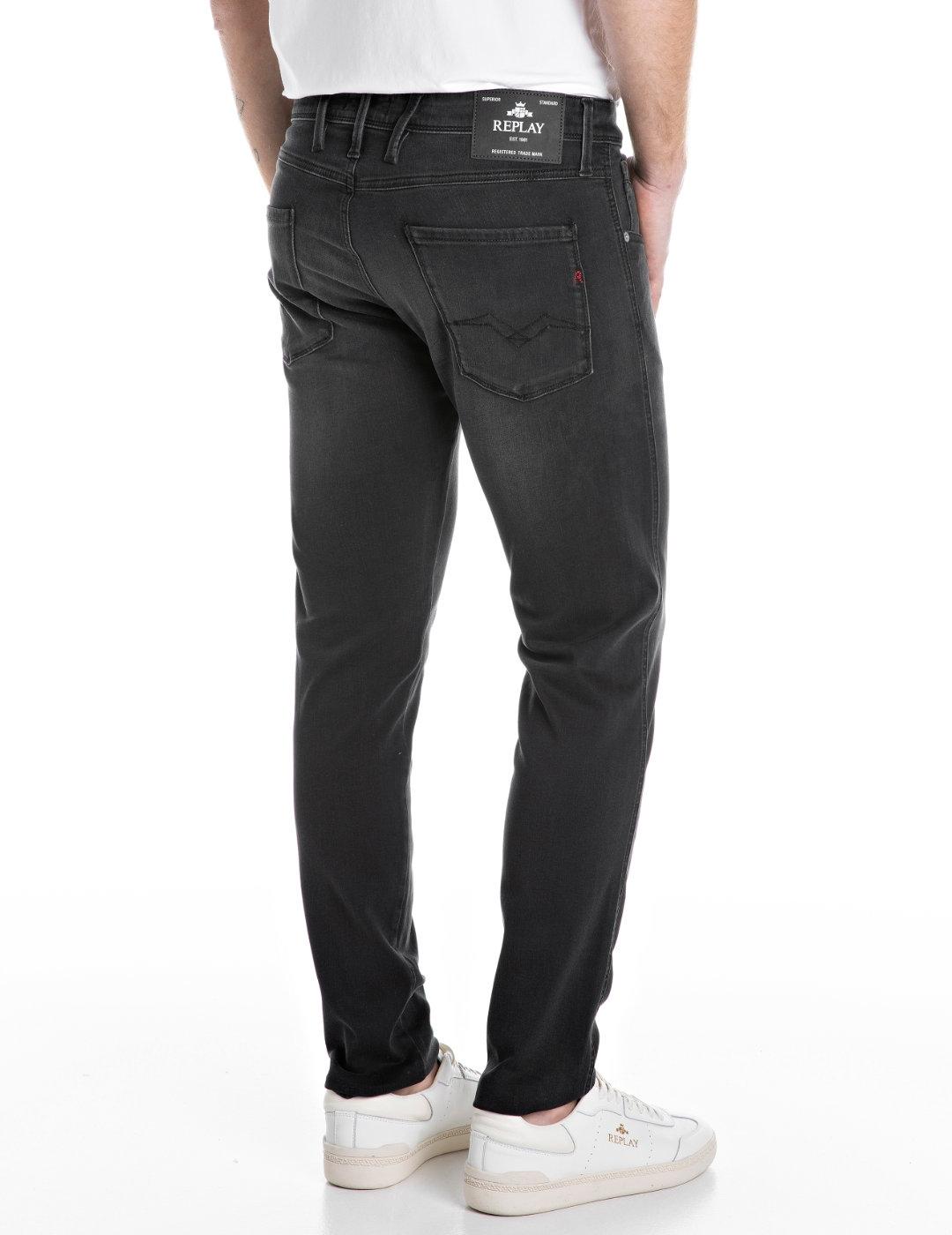 Vaquero Replay Slim Anbass stretch negro para hombre