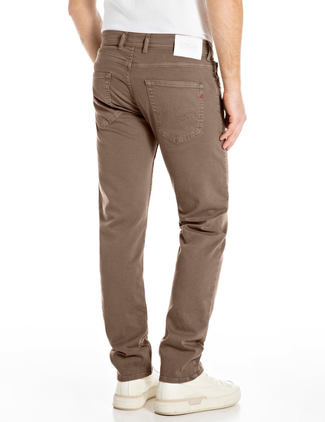 Pantalón vaquero Replay Grover marrón corte recto de hombre