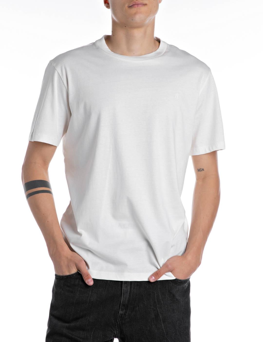 Camiseta Replay blanca minilogo manga corta para hombre