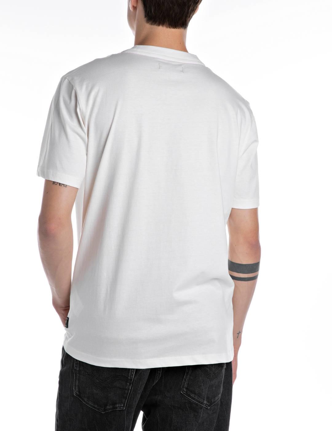 Camiseta Replay blanca minilogo manga corta para hombre
