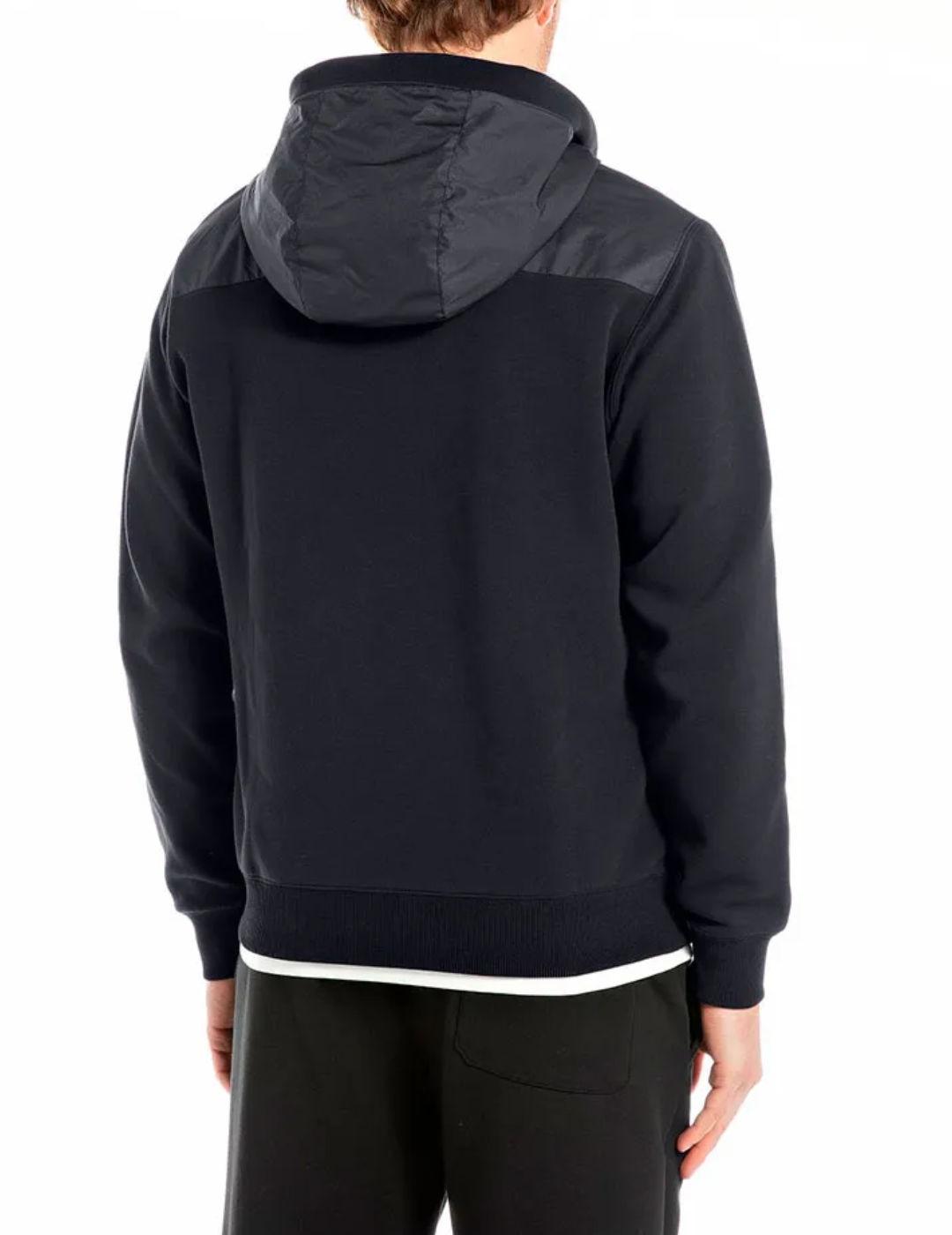 Sudadera Replay azul oscuro capucha logo para hombre