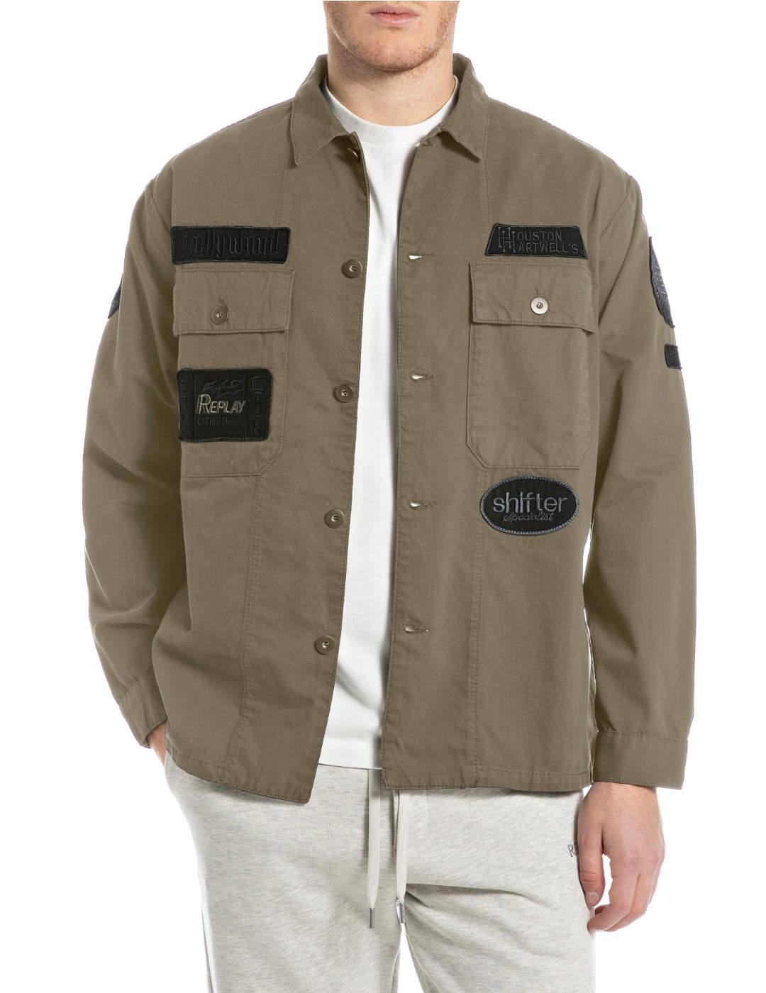Chaqueta Replay beige parches para hombre