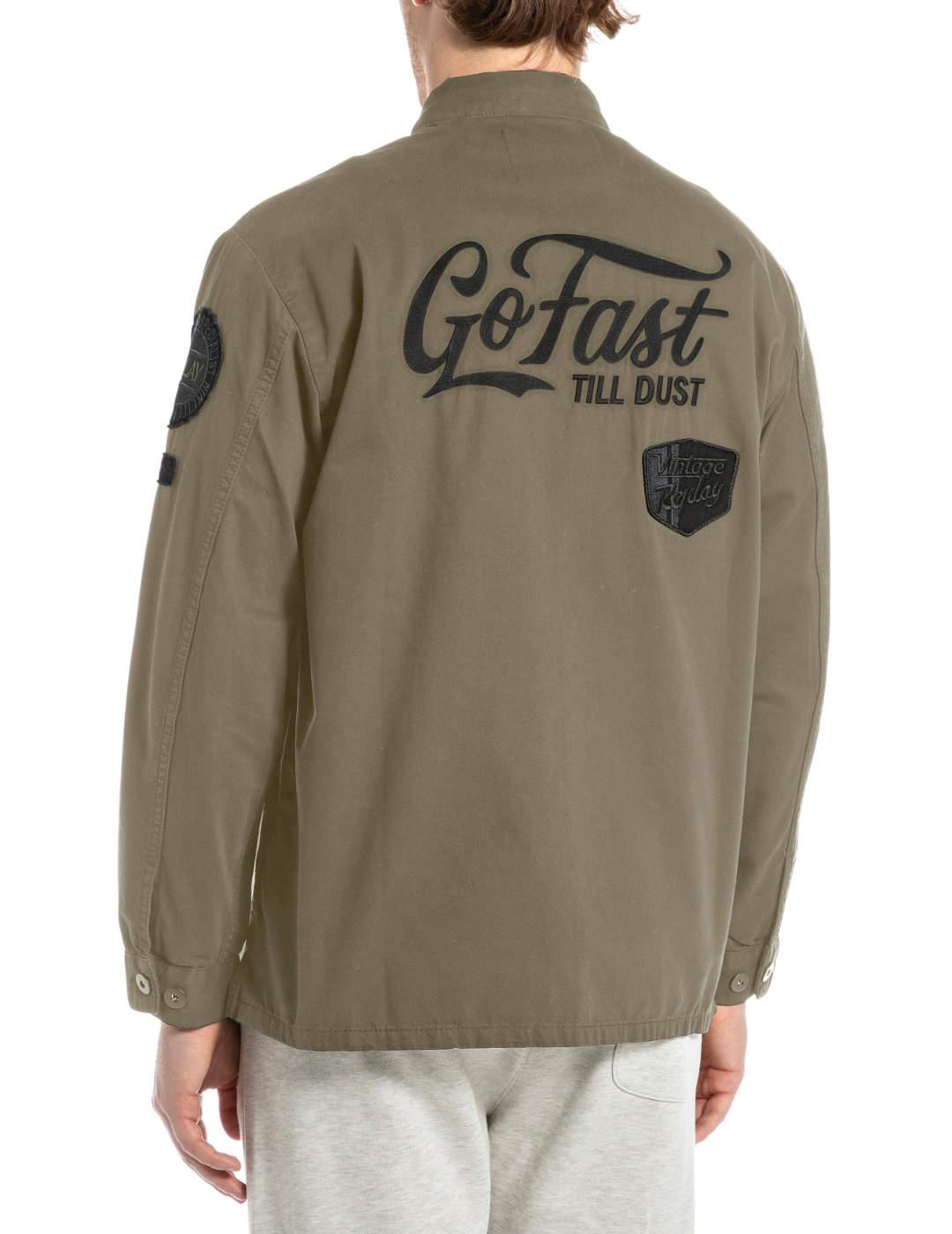 Chaqueta Replay beige parches para hombre