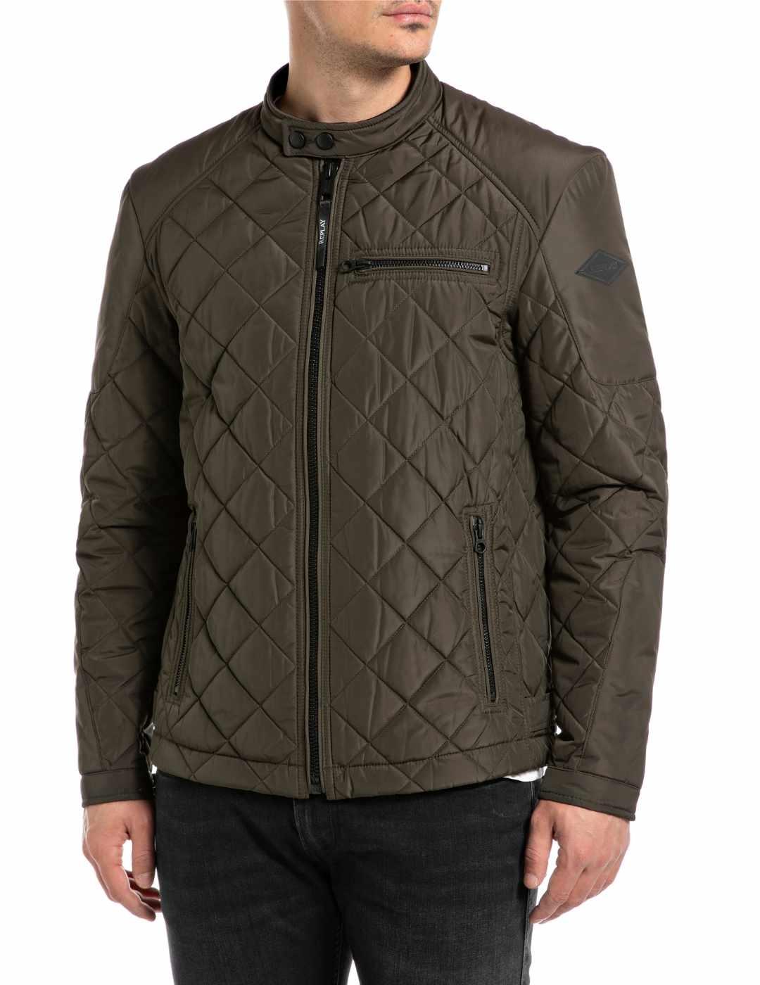 Chaqueta Replay verde acolchada con cremallera para hombre