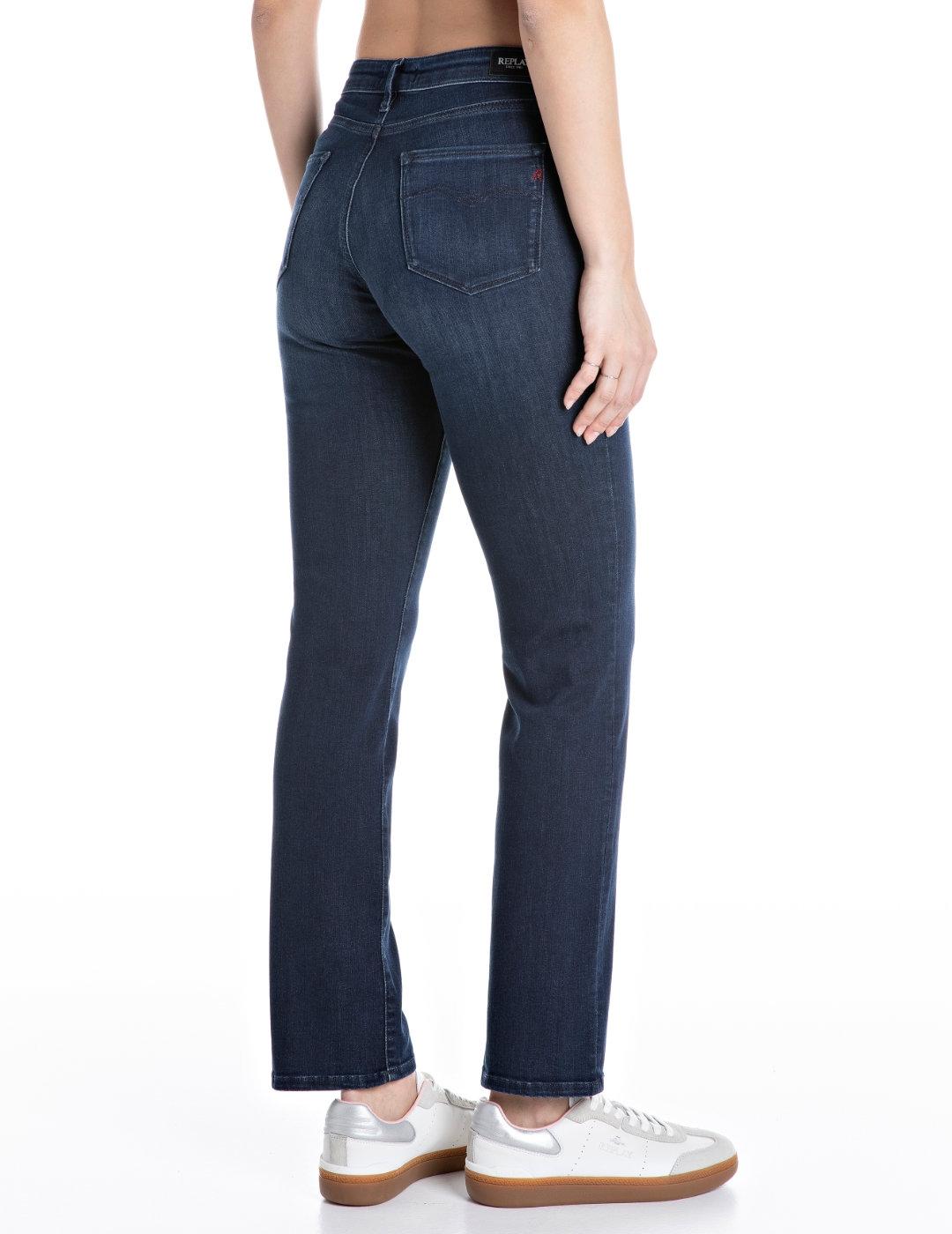 Pantalón Replay Zolie azul indigo corte straight de mujer