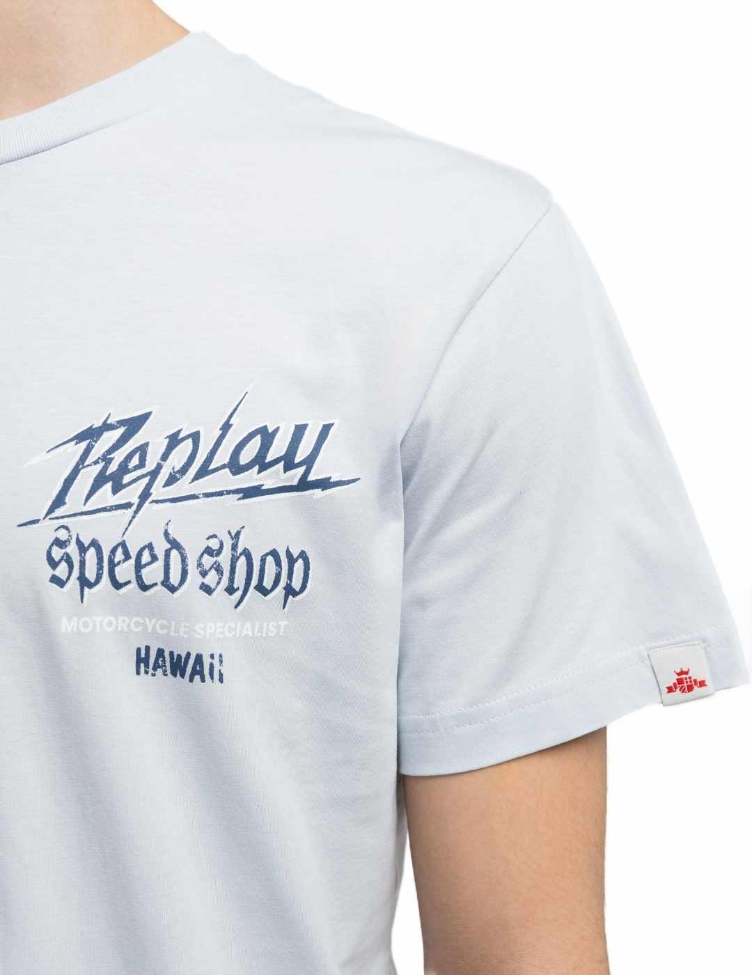 Camiseta Replay azul celeste manga corta para hombre