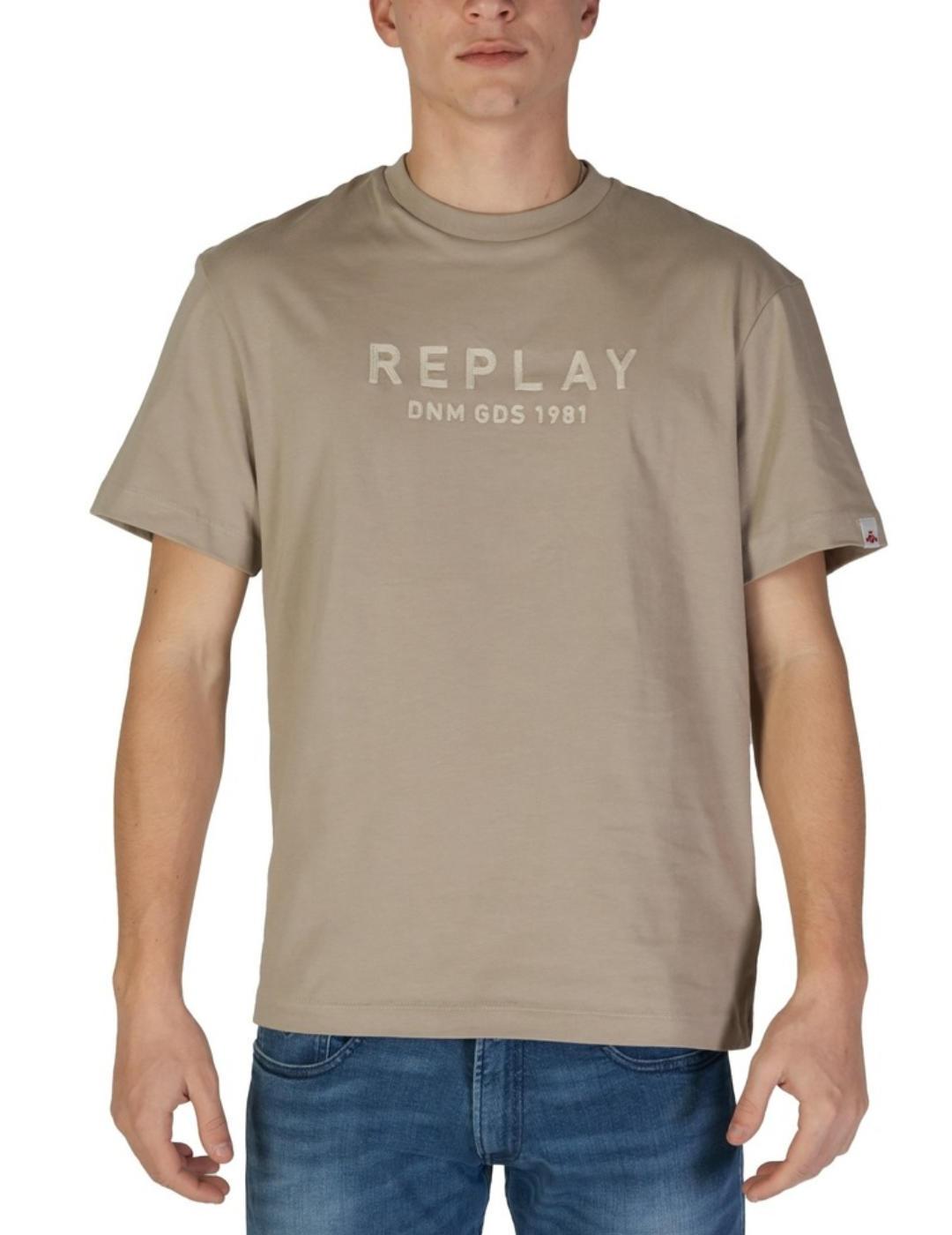 Camiseta Replay blanca con logotipo bordado para hombre