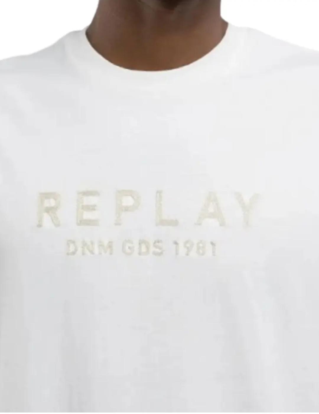 Camiseta Replay blanca con logotipo bordado para hombre