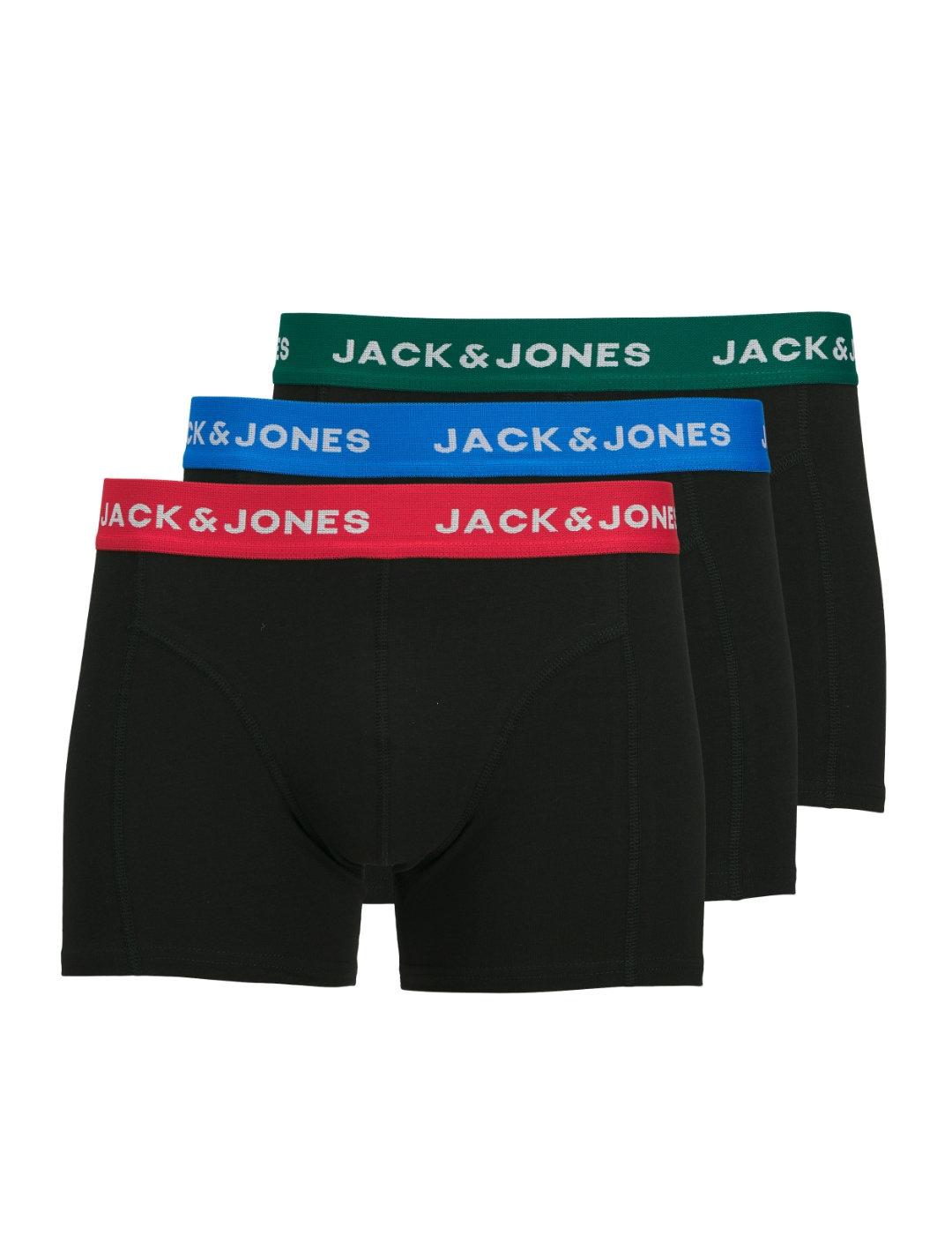 Íntimo Jack&Jones pack3 negro tipo trunk para hombre