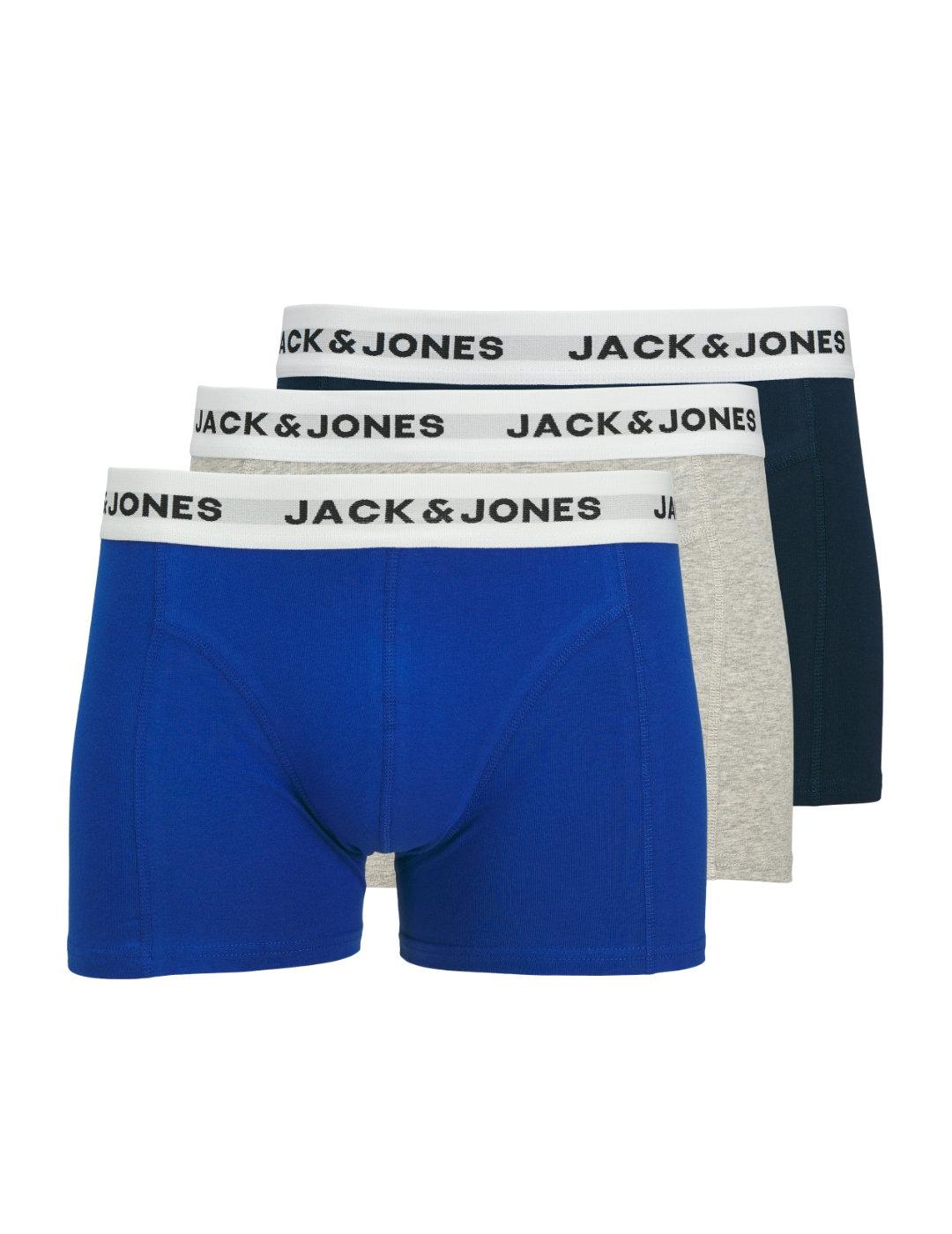 Íntimo Jack&Jones pack3 azul tipo trunk para hombre