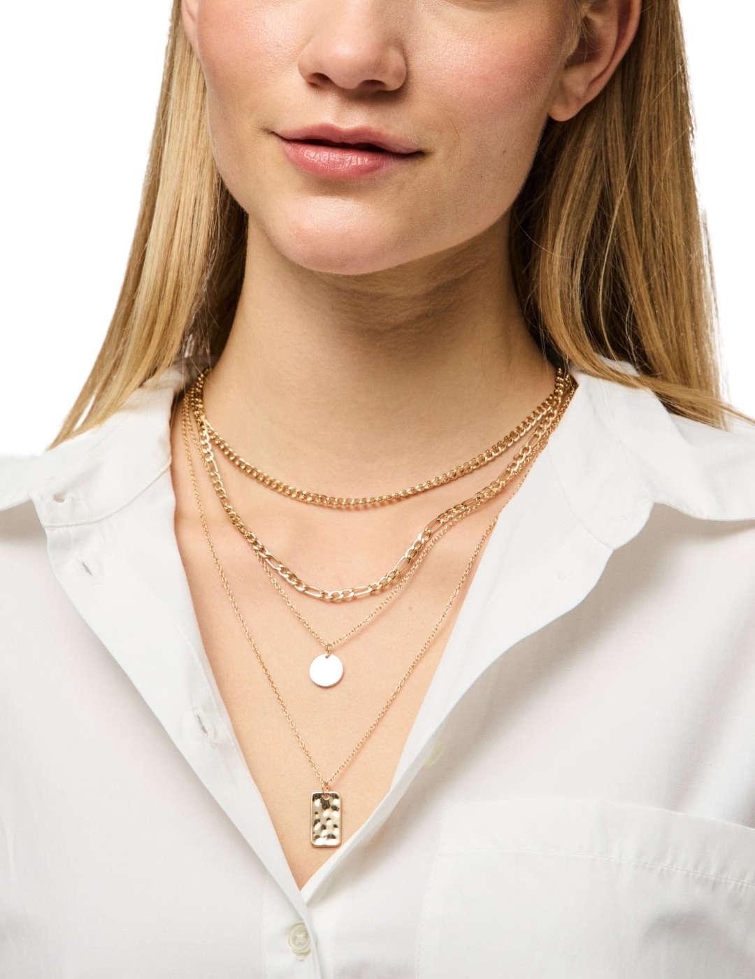 Gargantilla Pieces Okia combinada dorada mujer-&