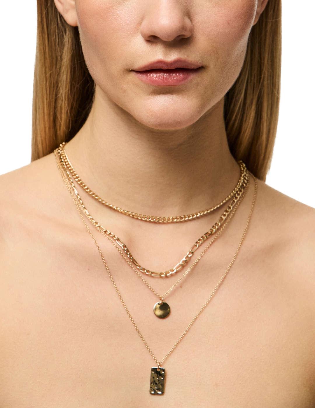 Gargantilla Pieces Okia combinada dorada mujer-&