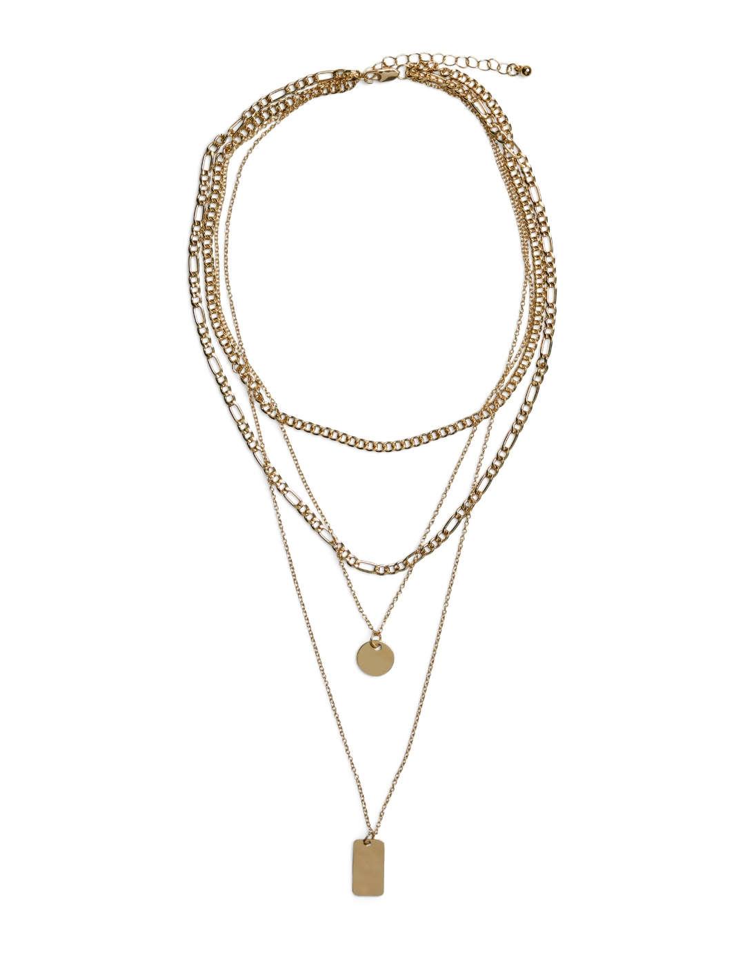 Gargantilla Pieces Okia combinada dorada mujer-&