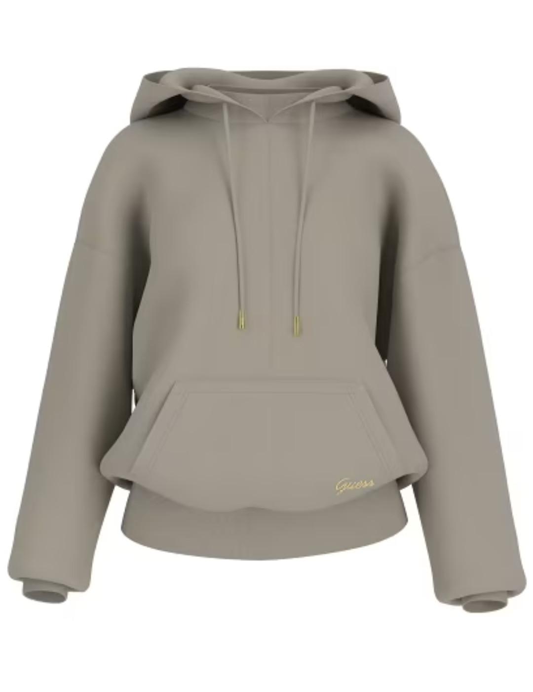 Sudadera Guess Scuba gris con capucha baggy para mujer