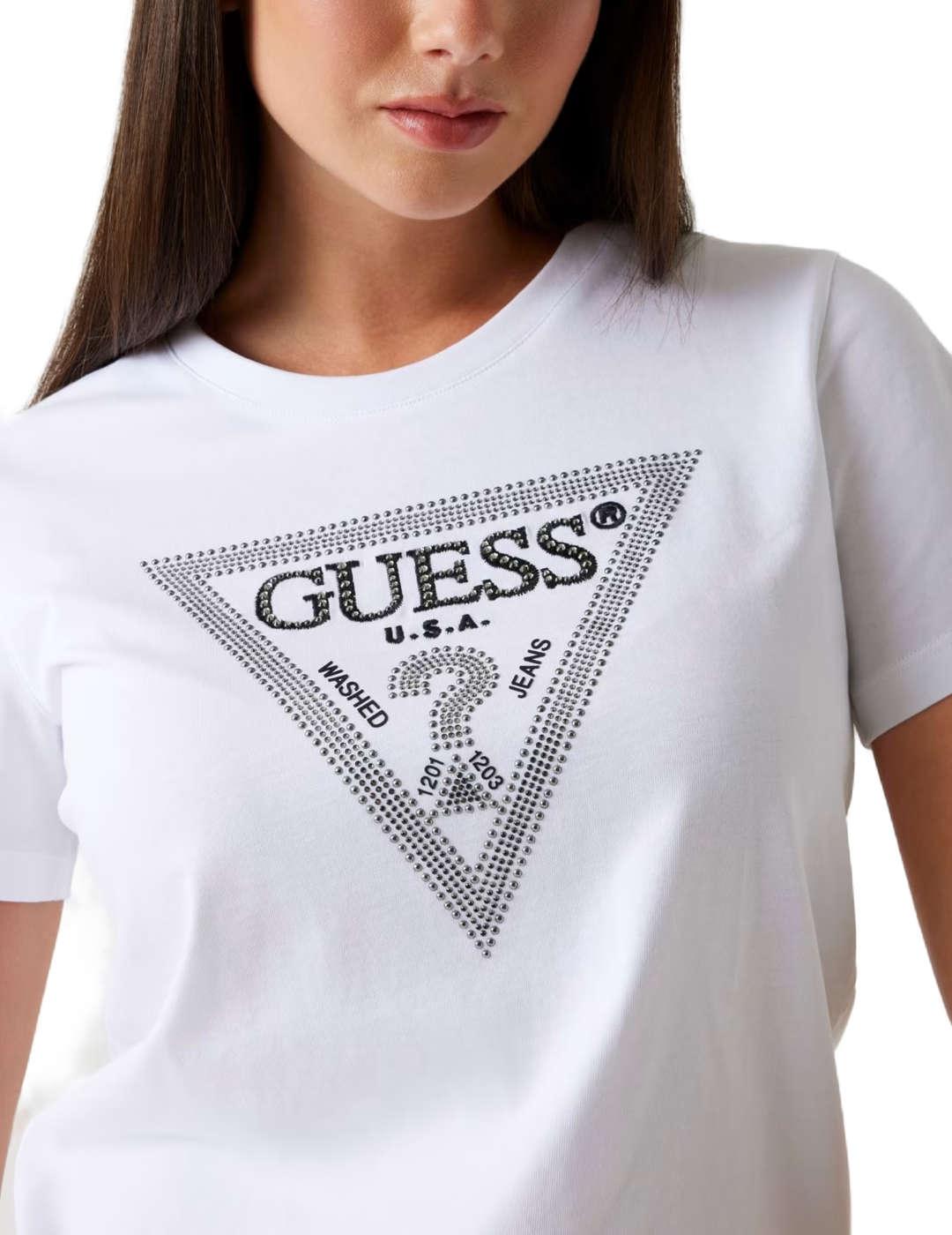 Camiseta Guess Krystal blanco para mujer-Nh
