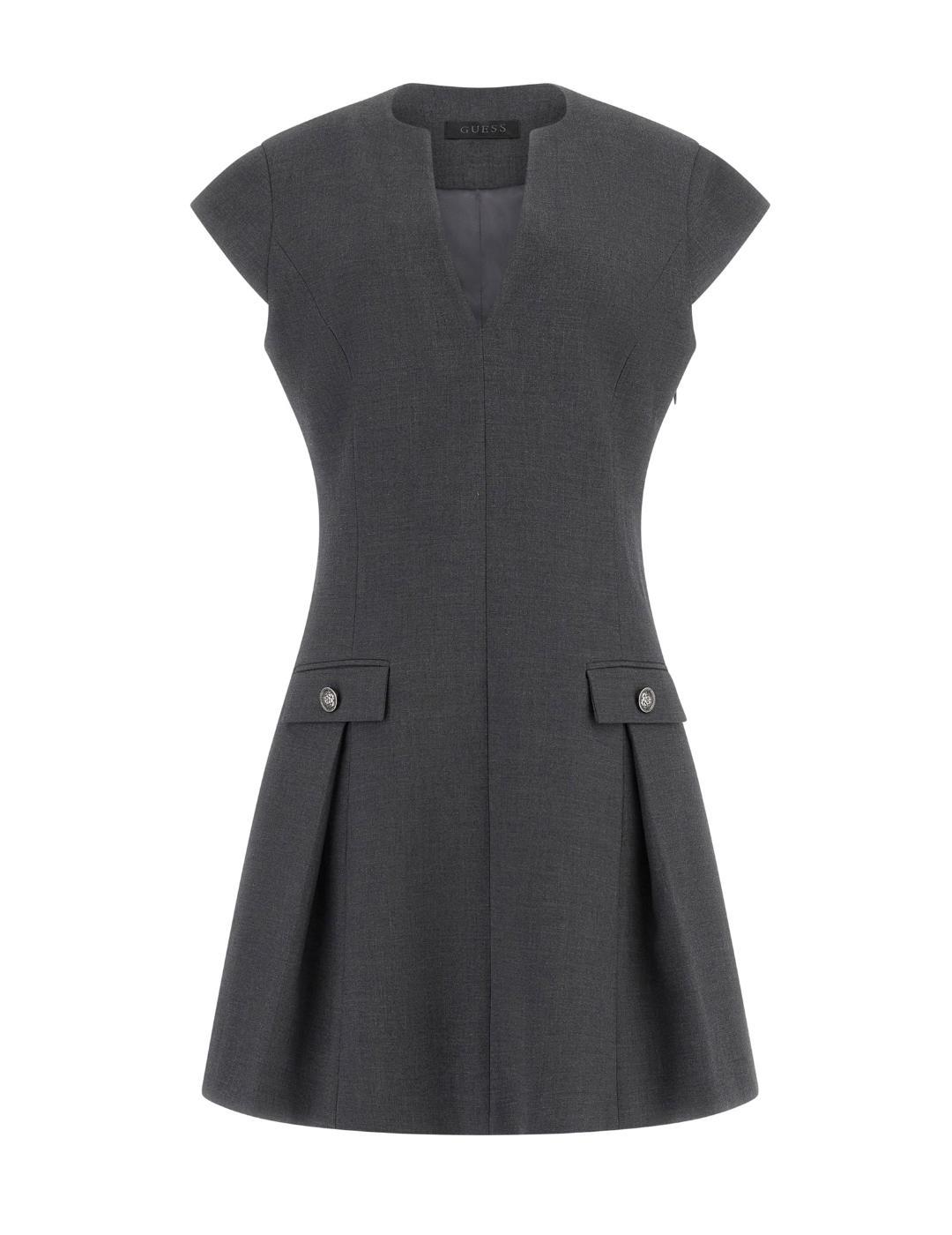 Vestido Guess Joandra corto gris oscuro tablas para mujer