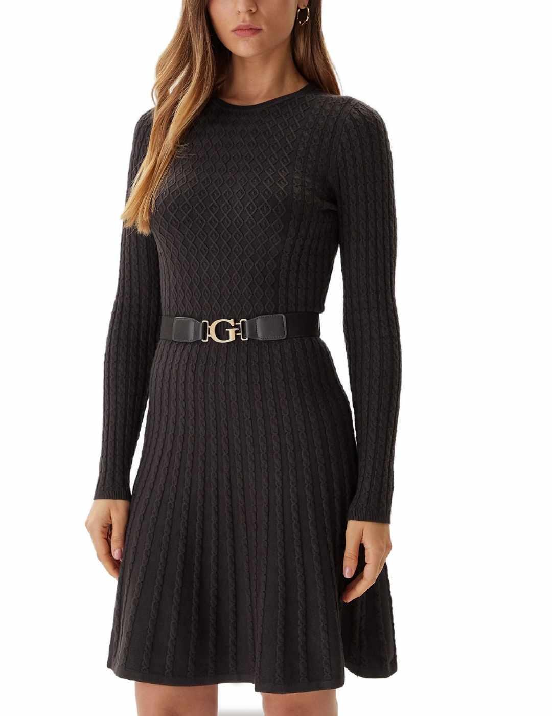 Vestido Guess Belted marrón trenzado con cinturón para mujer
