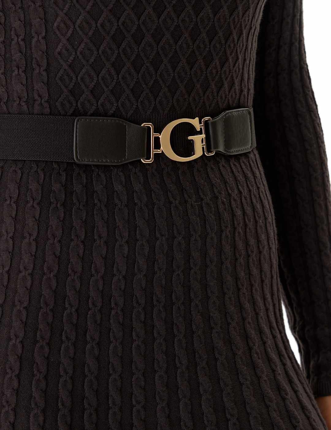 Vestido Guess Belted marrón trenzado con cinturón para mujer