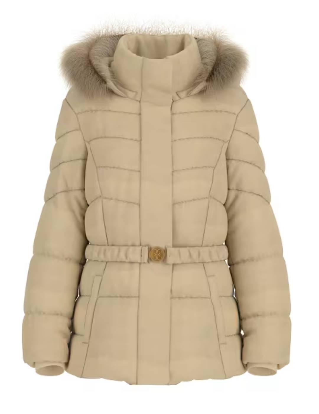 Abrigo Guess Marina beige acolchado cinturón para mujer