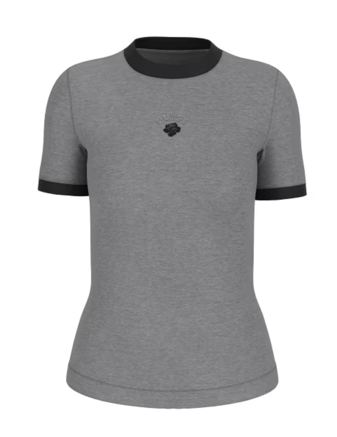 Camiseta Guess Mini Rose gris manga corta para mujer