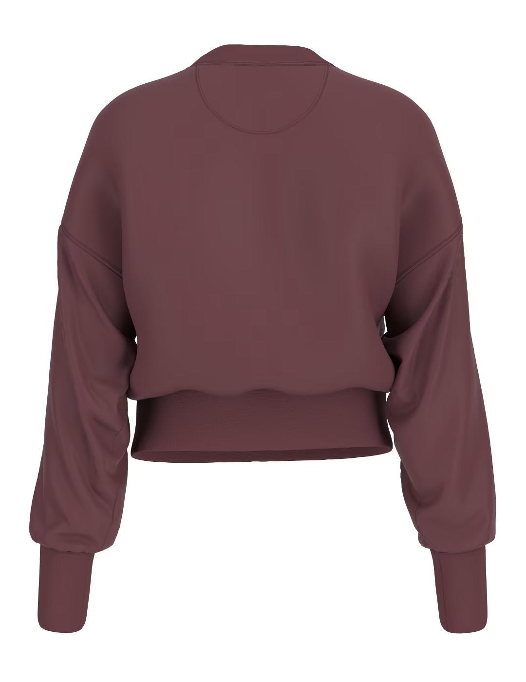 Sudadera Guess Lily logo bordado marrón para mujer