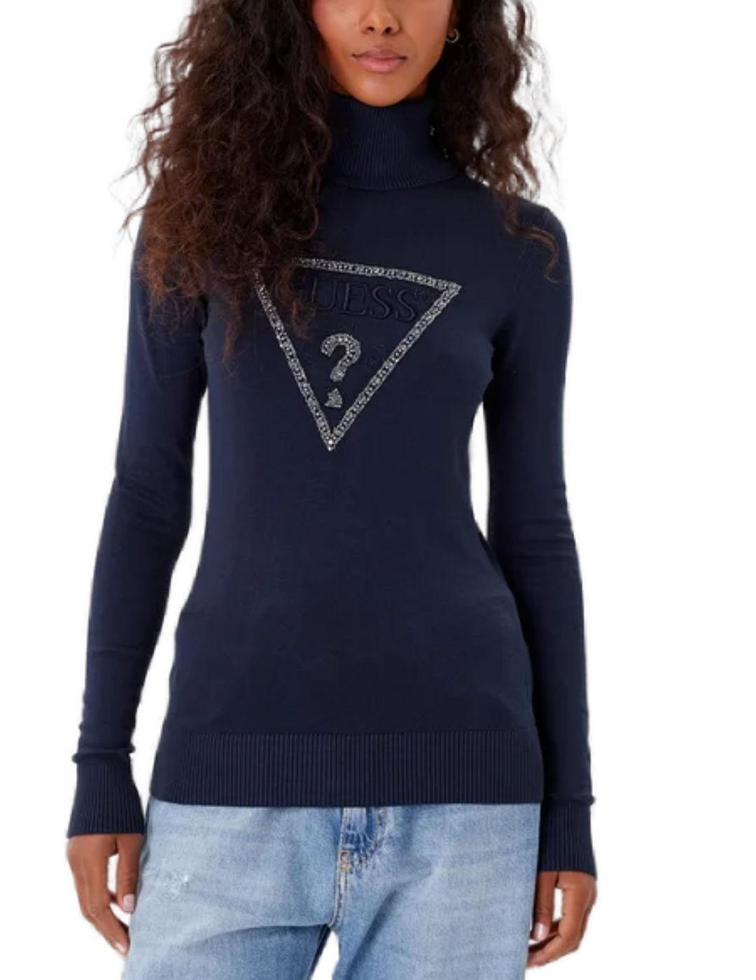 Jersey Guess Melanie marino cuello alto brillos para mujer