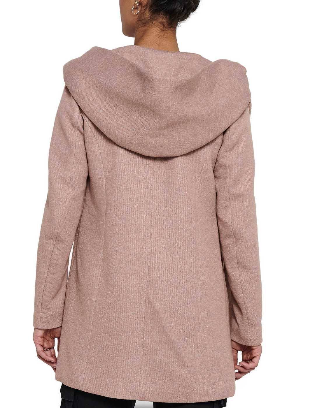 Abrigo Only Sedona rosa palo con capucha para mujer