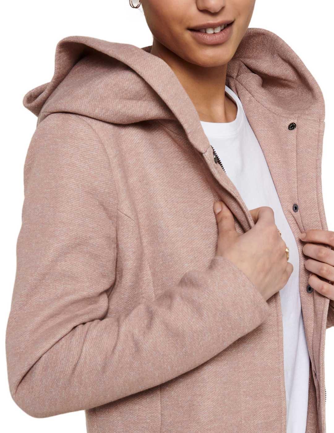 Abrigo Only Sedona rosa palo con capucha para mujer