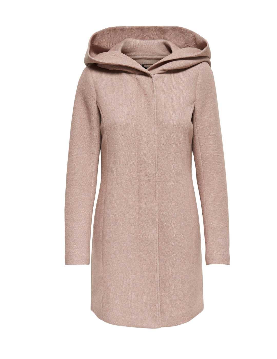 Abrigo Only Sedona rosa palo con capucha para mujer